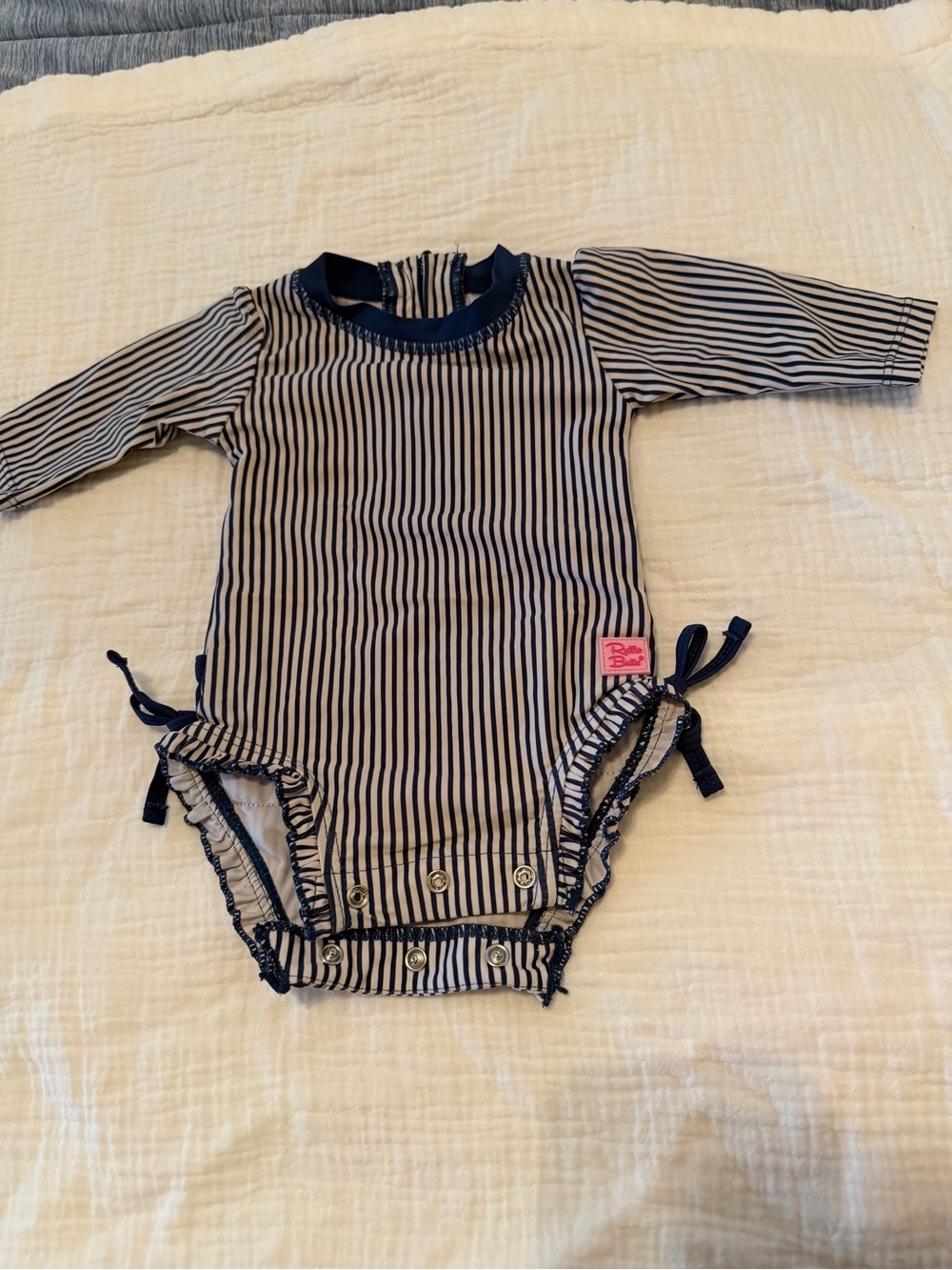Ruffle Butts Navy and White Striped Baby Dress